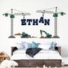 Personalized Construction Truck Wall Decal - Crawler Digger Crane Name Sticker for Boys - Kids Room Nursery Bedroom Removable Vinyl Art, Durable Wall Decor. view 3
