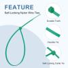 PATIKIL Cable Zip Ties 8 Inch, 100 Pcs Self-Locking Nylon Wire Tie Wraps Heavy Duty Cord Management with 50 lbs Tensile Strength for Indoor and Outdoor, Green (0.1"W) view 3