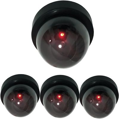 Yuarisx Dummy Fake Security Camera Dome Outdoor Indoor with Fake Flashing Red LED Light for Home Business Wireless CCTV Surveillance 4 Pack Black