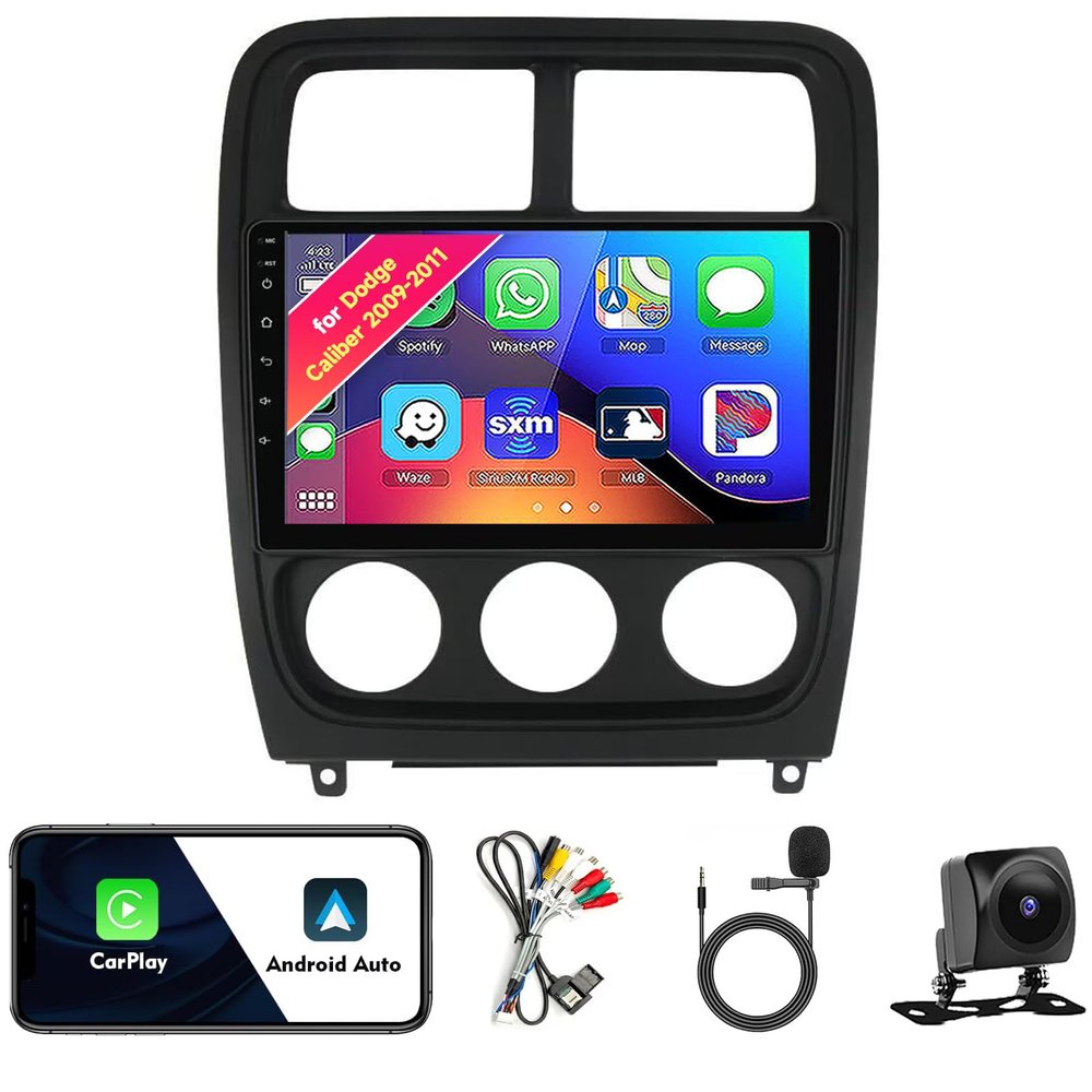 Car Radio Stereo for Dodge Caliber 2009 2010 2011, Android 13, 9" IPS Touch Screen Upgrade Dash Kit with CarPlay & Android Auto, GPS Navigation DSP SWC 5G WiFi Camera 8CORE 8+256GB