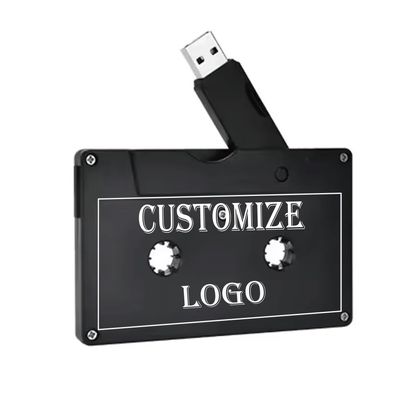 10PACK Free Custom Personal Company Studio Logo Vintage Audio Tape Cassette Tape USB 2.0 Flash Drive (Black, 128GB 3.0 * 10PACK)