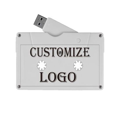 10PACK Free Custom Personal Company Studio Logo Vintage Audio Tape Cassette Tape USB 2.0 Flash Drive (White, 1GB*10PACK)