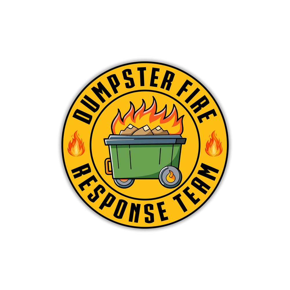 314PI Dumpster Fire Response Team Sticker, Dumpster Fire Stickers, Water Assistant Funny Dumpsters Stickers, Humor Decal for Water Bottle Phone Laptop, Gift for Her Him Adults, Funny Sticker (Size 5")