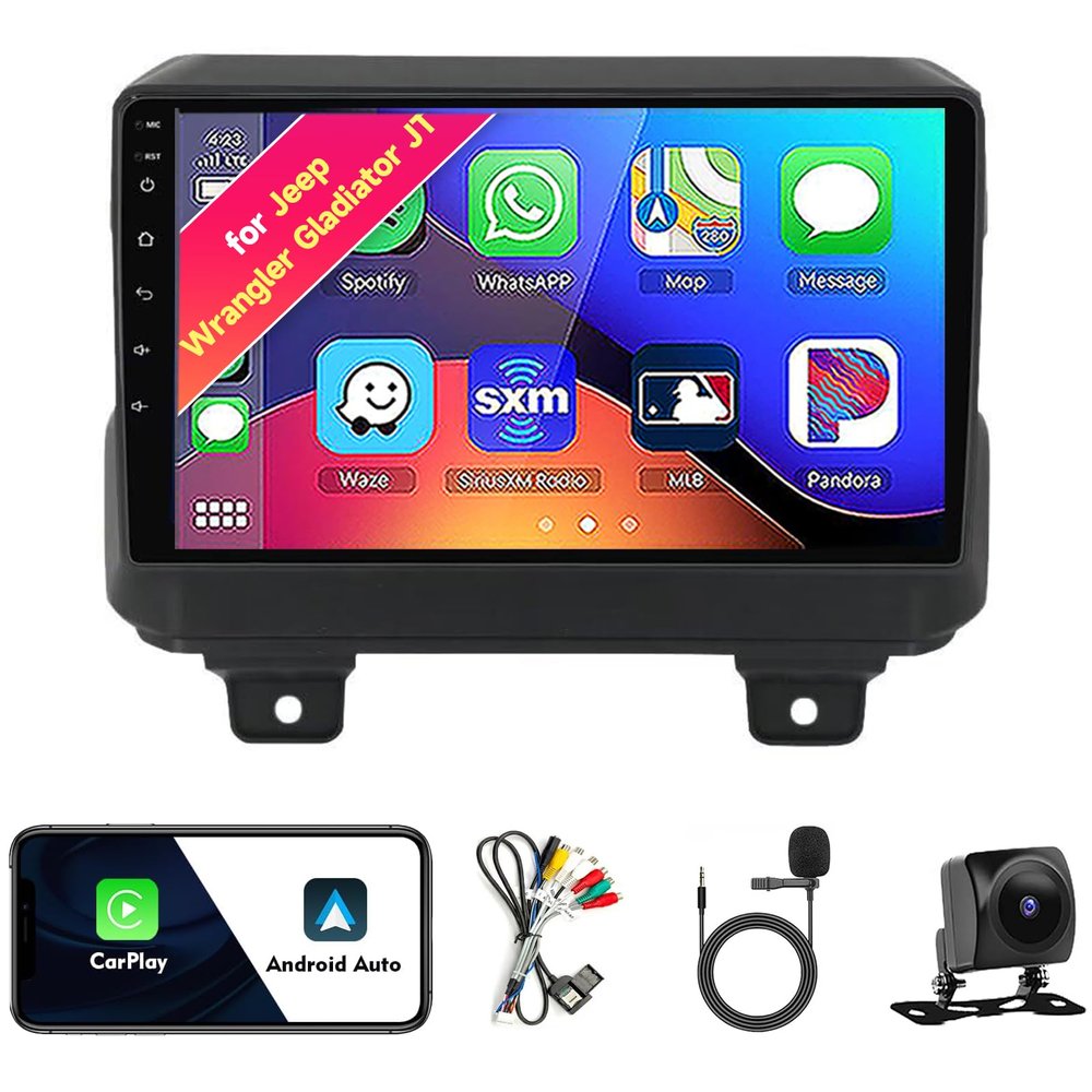 Car Radio Stereo for Jeep Wrangler Gladiator JT 2018-2021, Android 13, 9" IPS Touch Screen Upgrade Dash Kit with CarPlay & Android Auto, GPS Navigation DSP SWC 5G WiFi Camera 8CORE 8+256GB