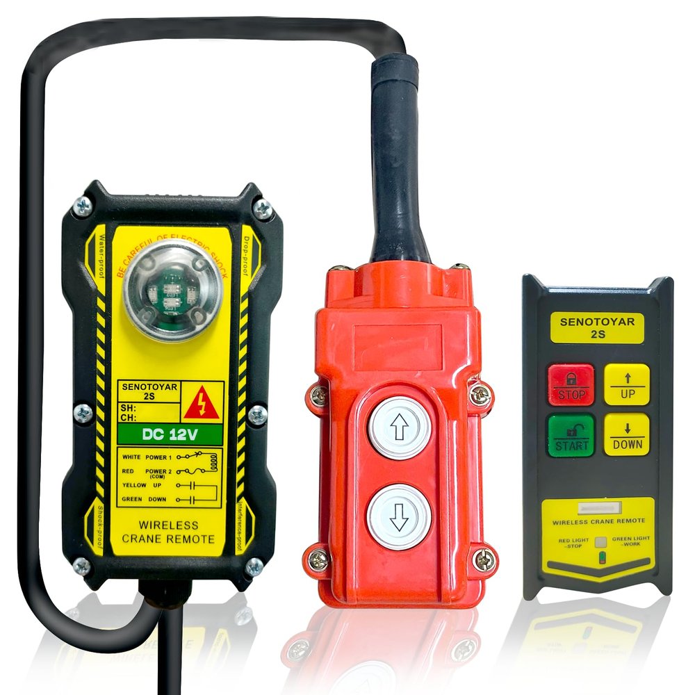 2 in 1 Crane Remote,Wireless Crane Remote Control 12V Dump Trailer Wireless Remote Accessories Wire Winch Controller Up-Down Switch Control Station