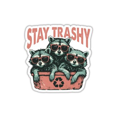 314PI Stay Trashy Raccoon Sticker, Raccoon Squad Stickers, Water Assistant Funny Meme Stickers, Animal Decal for Water Bottle Phone Laptop, Gift for Girls Boys Adult, Sarcastic Sticker (Size 6")