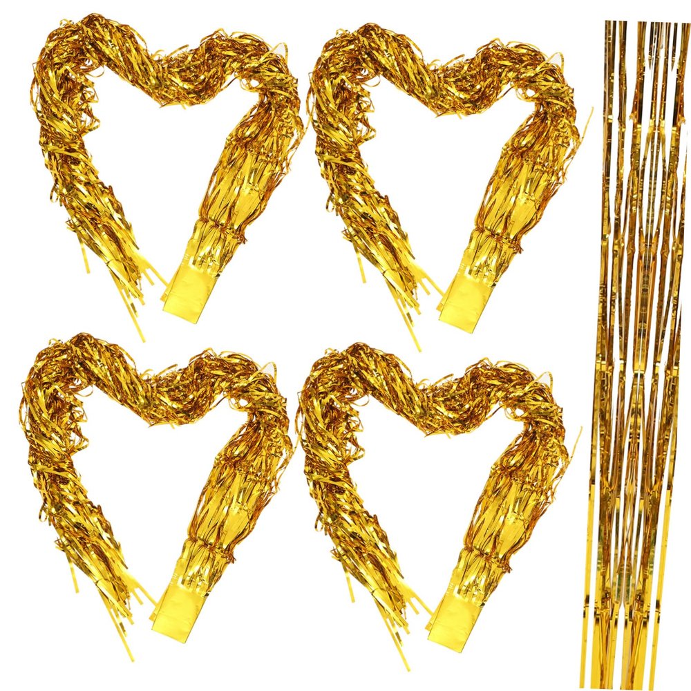 BELLIFFY 4pcs Foil Fringe Curtain Decorations Tinsel Backdrop for Birthday Wedding Bridal Supplies Eye-catching Photo Prop Streamers Material