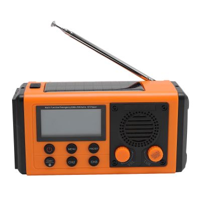 Hand Crank Emergency Radio, 10000mAh Solar Radio with Strong Light Flashlight, DAB FM Broadcast and BT Speaker, IPX6 Water Proof, for Home Outdoor Emergency (Green) (Orange)