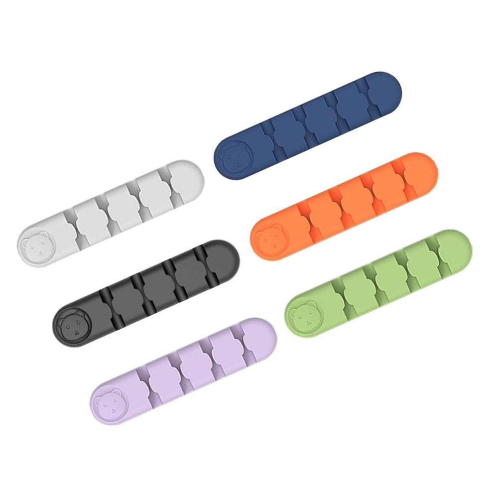 LALAFINA 6pcs Elastic Cable Wrappers Wire Holder Clips for Cables Cord Holders for Appliances Desktop Organizers Wire Management Clips