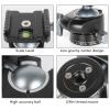 Aluminium Alloy Ball Head 360 Degrees Panoramic Tripod Head 6KG Load Universal Quick Release Plate 3/8in Thread Mount view 4