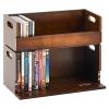CroBlissful 2 Set Wooden DVD and CD Storage Box Cassette Tape Display Stand Holder Rack with Carrying Handle, Organizer Shelf for Movie Cases, Each Can Store up to 36 CDs and 26 DVDs (Brown) view 1