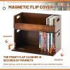 CroBlissful 2 Set Wooden DVD and CD Storage Box Cassette Tape Display Stand Holder Rack with Carrying Handle, Organizer Shelf for Movie Cases, Each Can Store up to 36 CDs and 26 DVDs (Brown) view 3