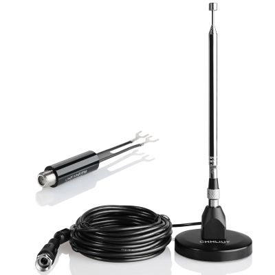 CHHLIUT FM Antenna for Stereo Receiver  Magnetic Base, 16ft Coaxial Cable, Retractable, Perfect FM Reception for Home Theater System