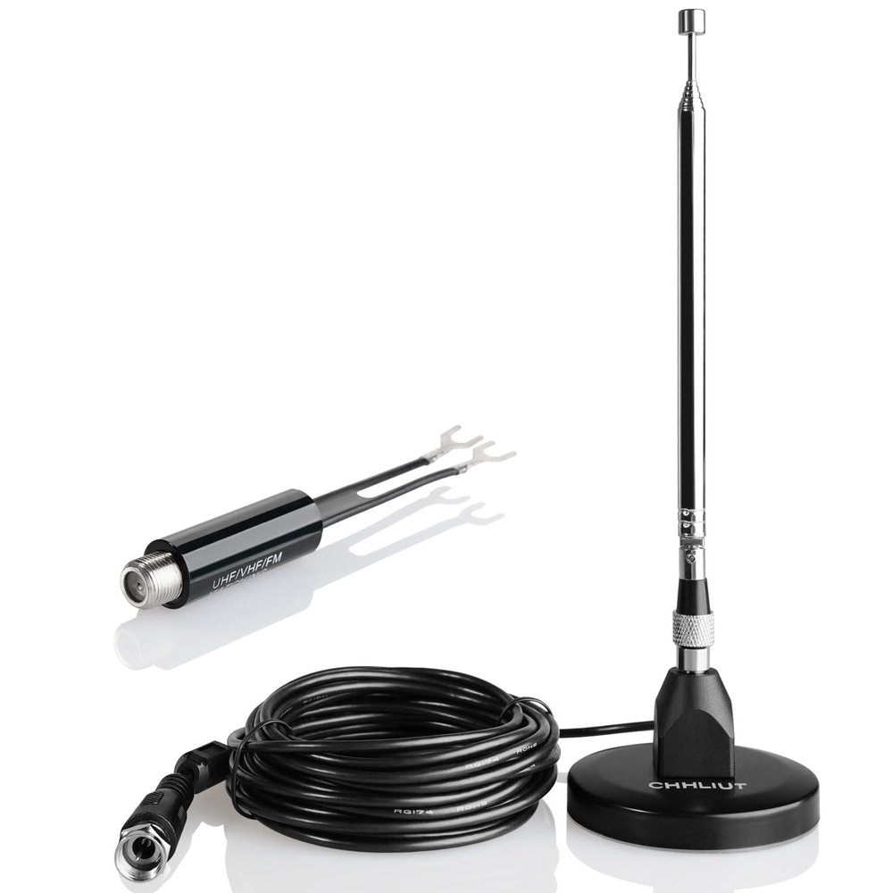 CHHLIUT FM Antenna for Stereo Receiver  Magnetic Base, 16ft Coaxial Cable, Retractable, Perfect FM Reception for Home Theater System