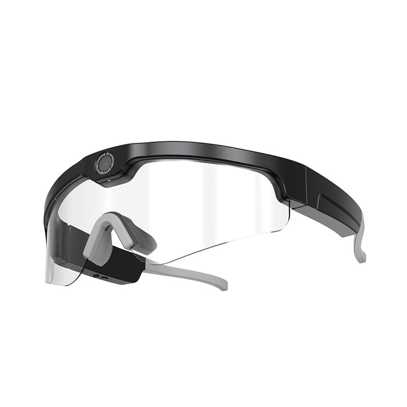 MIUXGIO Smart Glasses with Camera, Video Camera Glasses with TF Card, Recording Glasses for Driving Riding Training VX15 (Black-Frame-White-Lenses)