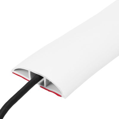 MECCANIXITY Floor Cord Cover 6ft, Extension Cord Hider for Floor Cable Management Wire Covers Protector Prevent Cable Trips 0.47" W x 0.24" H, White