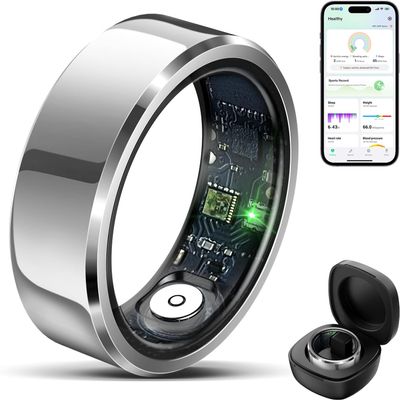 2025 Smart Ring with Air Gesture Control,Heart Rate&Sleep Monitor -Stylish Fitness Ring for Men&Women,IP68 Waterproof,Activity Tracker Records Steps Distance,Compatible with Android&iOS (Silver, 9#)