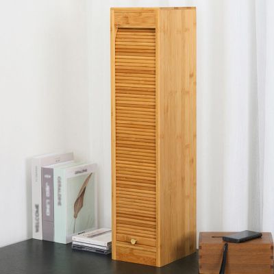 CD Storage Holder, 40-Slot Natural Bamboo CD & DVD Storage Rack with Copper Handle, Desktop CD Organizer Box DVD Display Shelf for Home Office, 6.1 X 7.5 X 26.8 Inch