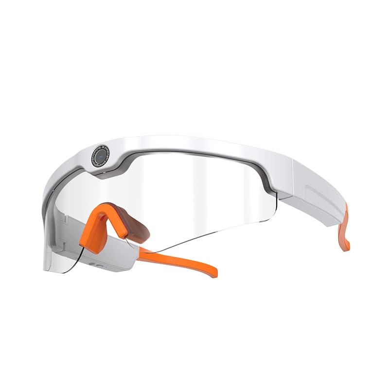 MIUXGIO Smart Glasses with Camera, Video Camera Glasses with TF Card, Recording Glasses for Driving Riding Training VX15 (White-Frame-White-Lenses)