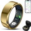 2025 Smart Ring with Air Gesture Control,Heart Rate&Sleep Monitor -Stylish Fitness Ring for Men&Women,IP68 Waterproof,Activity Tracker Records Steps Distance,Compatible with Android&iOS (Gold, 9#) view 1