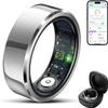 2025 Smart Ring with Air Gesture Control,Heart Rate&Sleep Monitor -Stylish Fitness Ring for Men&Women,IP68 Waterproof,Activity Tracker Records Steps Distance,Compatible with Android&iOS (Silver, 10#) view 1