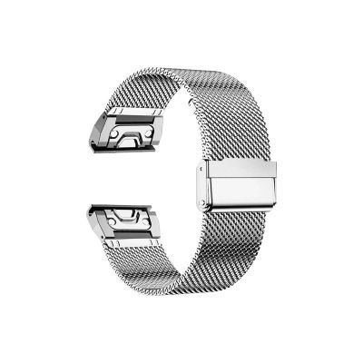 26 22 20mm Mesh Watch Band For Garmin Fenix 7x 6 Pro 5S Plus 3 HR Milanese Band For Approach S60 S62(Silver,26mm)