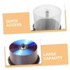 VOSAREA CD DVD Storage Bucket 3pcs Round Organizer for 50 Discs Stackable Plastic Storage Case Portable Empty Container for Media and Movies view 3