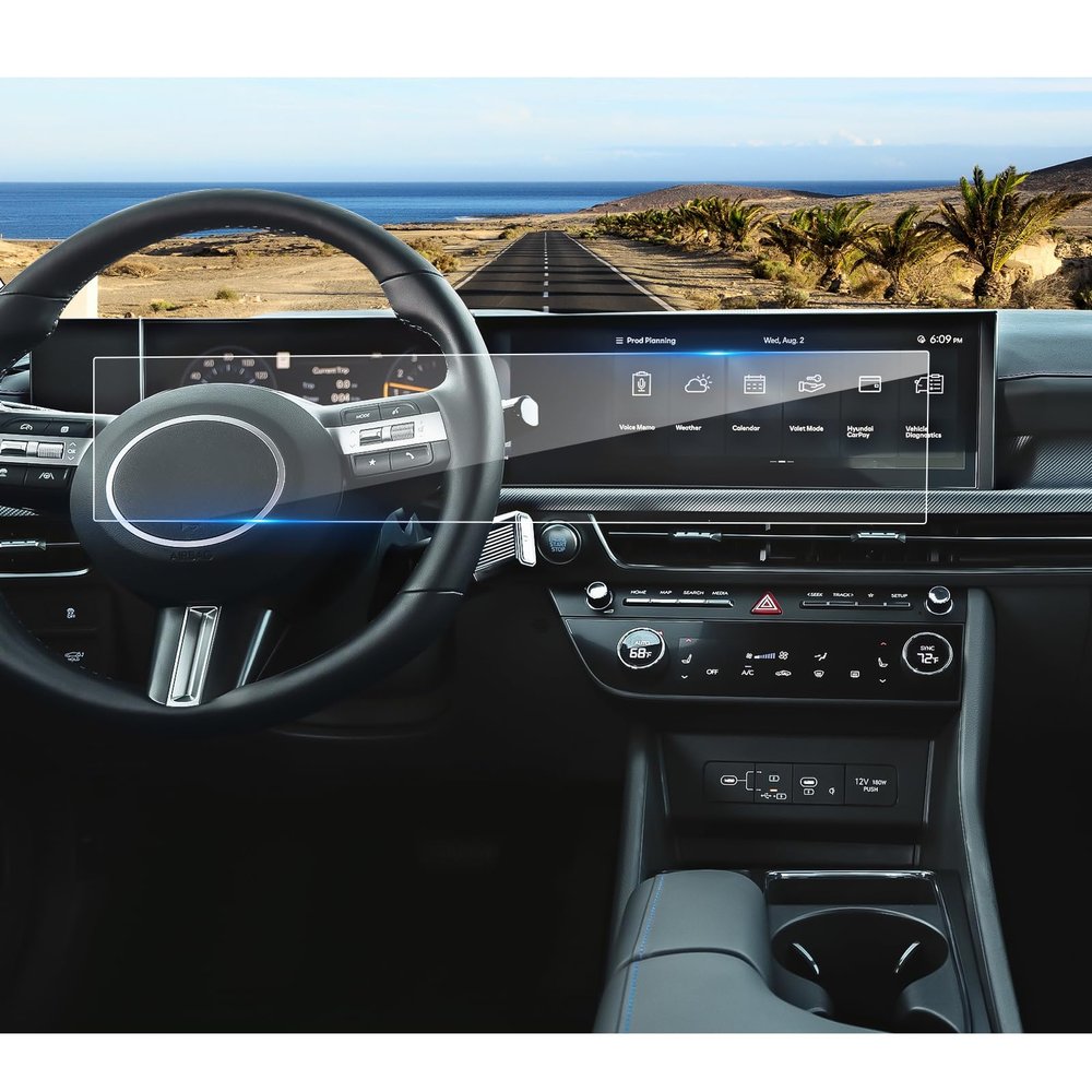 Coleya 2024 2025 2026 Sonata Screen Protector for Hyundai Sonata (Dual 12.3Inch Display) (S/SEL/SEL Sport/N Line/Blue/Limited), 9H Tempered Glass 2026 2025 Sonata Hybrid Accessories HD Transparent