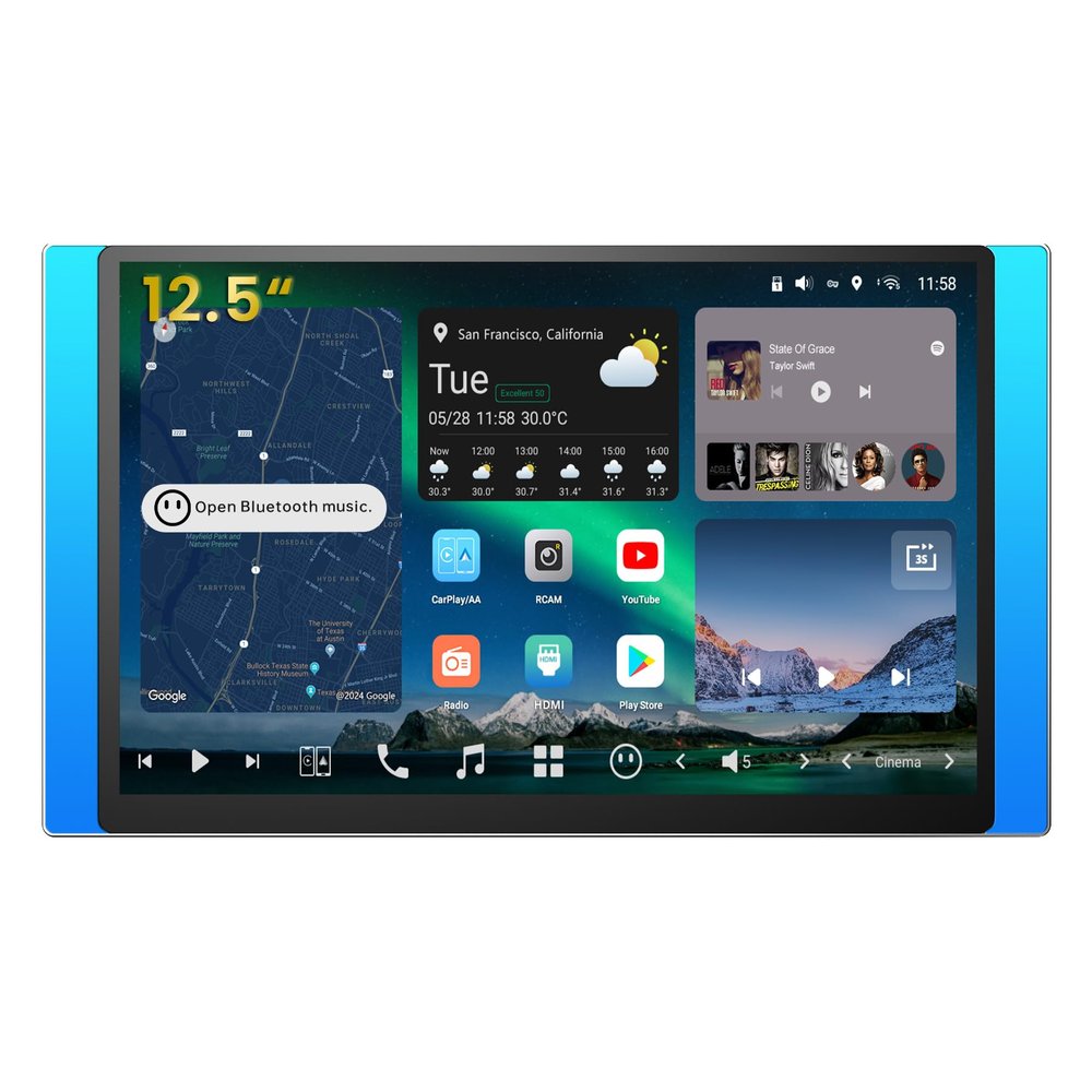 [12.5 inch QLED] ATOTOZONE X10 Android Double DIN Car Stereo, AI Agent, 8G+128G, 4G LTE,Wireless CarPlay & Android Auto, Dual Bluetooth, 7.1.2 Ch Audio, Hi-Volt RCA, SPDIF Output & HDMI in
