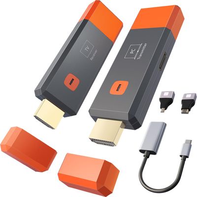 Wireless HDMI Transmitter and Receiver, Non-Delayed Streaming. 165FT/50M, 4K decoding to 1080P Output, Plug and Play Dual-Band 2.4G+5.8G Wireless HDMI, Suitable for PC/Camera/Projector/STB/Monitor.