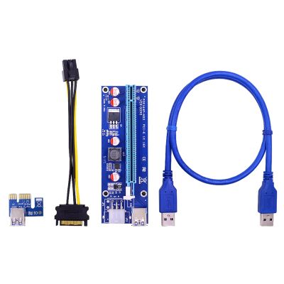 10PCS VER009S PCI-E Riser Card PCIE 1X to 16X Extender with LED Indicator + 0.6M USB 3.0 Cable / 6Pin Power Cord