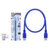FULNES 100PCS LED 008S PCI-E Riser Card PCI Express 1X to 16X 60CM USB 3.0 Cable 4Pin 6Pin 15Pin SATA Power for GPU Video Card(Blue 0.6M) view 1