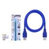 FULNES 100PCS LED 008S PCI-E Riser Card PCI Express 1X to 16X 60CM USB 3.0 Cable 4Pin 6Pin 15Pin SATA Power for GPU Video Card(Blue 0.6M) view 2