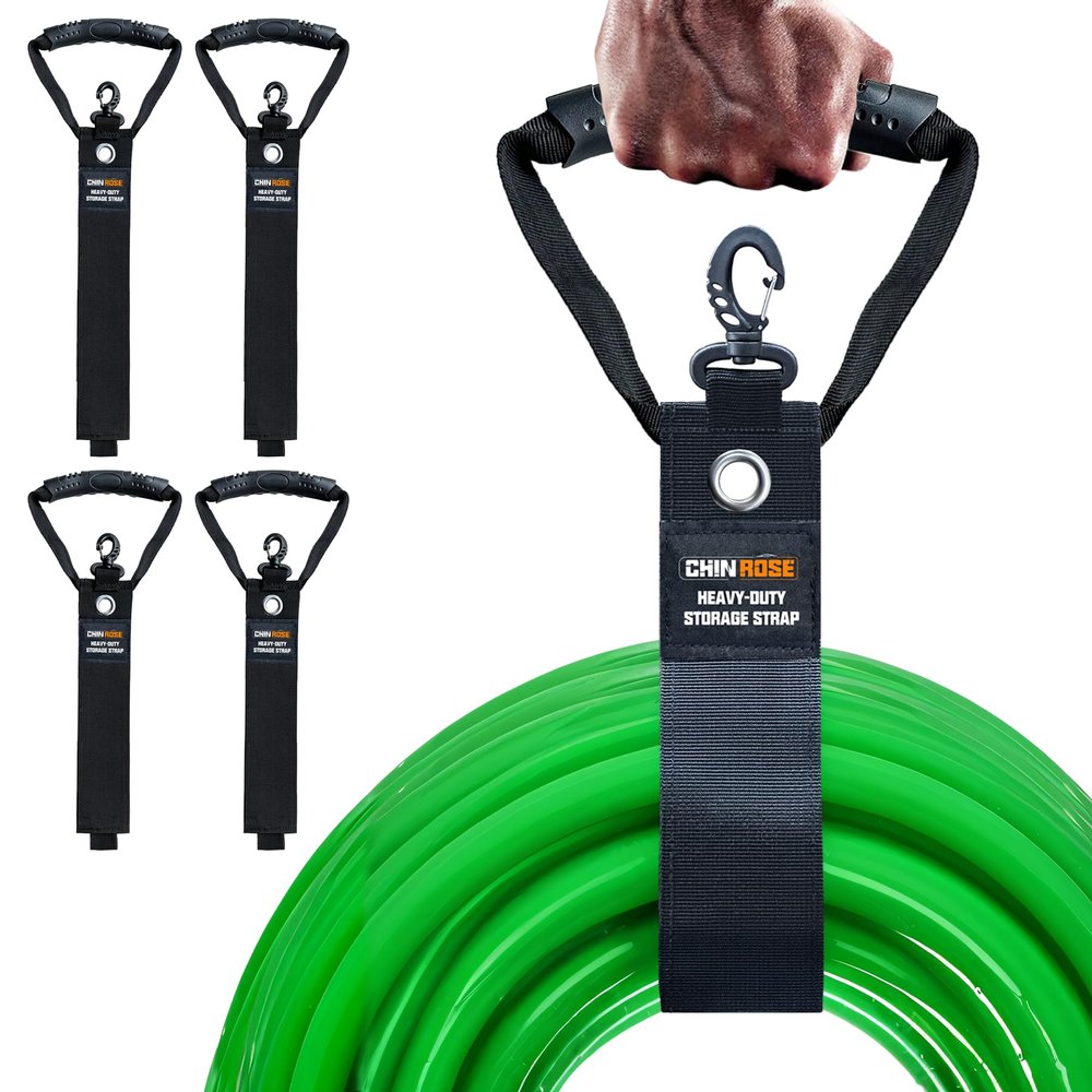 Extension Cord Holder Organizer 3 in 1 Multifunction, 4 PCS Heavy Duty Storage Straps with Carrying Handle and Grommet Fit Extension Cords, Cables, Ropes, Garden Water Hoses Carrying and Hanging