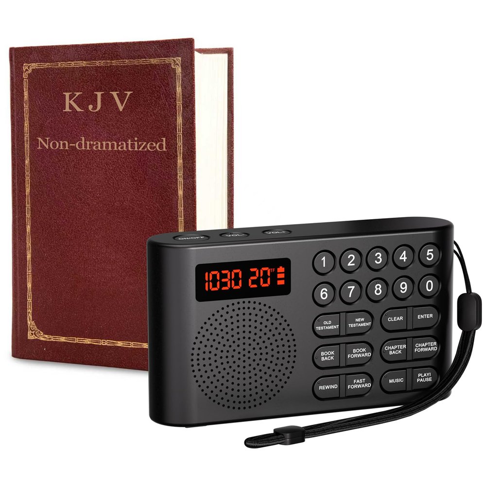 ClaspVital KJV Audio Bible Player, King James Version Talking Electronic Bible, Portable Bible Player Device New & Old Testament, Gifts for Seniors, Blinders, Children