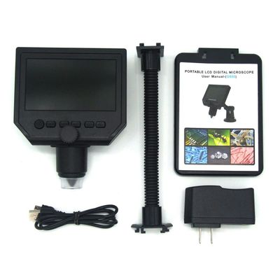 Lab Microscope Accessories 600X 3.6MP 8LED Portable Digital Microscope 4.3" USB Electronic Video Microscopes