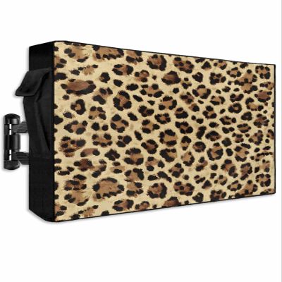 Brown Black Leopard Print Outdoor TV Cover 30 to 32 Inch, Animal Modern Style TV Screen Protector with Zipper and Pocket Waterproof/Weatherproof 30"L x 19"H TV Cover for Outside Decor