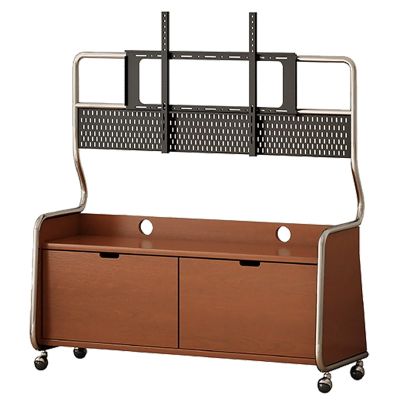 EKDJSN Mobile TV Stand on Wheels, Rolling TV Cart with Storage Cabinet, Mobile TV Cart with Cable Hole, Rolling Floor TV Stand, Universal TV Mount Stand, for Bedroom, Office(Brown)