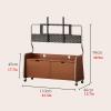 EKDJSN Mobile TV Stand on Wheels, Rolling TV Cart with Storage Cabinet, Mobile TV Cart with Cable Hole, Rolling Floor TV Stand, Universal TV Mount Stand, for Bedroom, Office(Brown) view 2