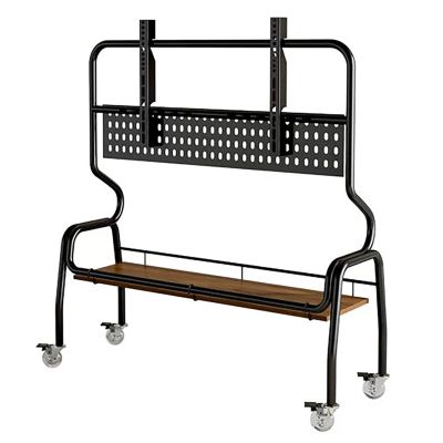 EKDJSN Mobile TV Stand, Mobile TV Cart with AV Shelf, Rolling Floor TV Stand on Wheels, TV Stand Mount with Height Adjustment, Universal TV Floor Stand, for Bedroom, Office(Black,120cm/47.2in)