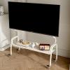 EKDJSN Mobile TV Stand, Mobile TV Cart with AV Shelf, Rolling Floor TV Stand on Wheels, TV Stand Mount with Height Adjustment, Universal TV Floor Stand, for Bedroom, Office(Black,120cm/47.2in) view 2