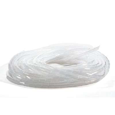 10m x 6mm White Spiral Cable Tape Flexible and Cut to Size for Cable Organization