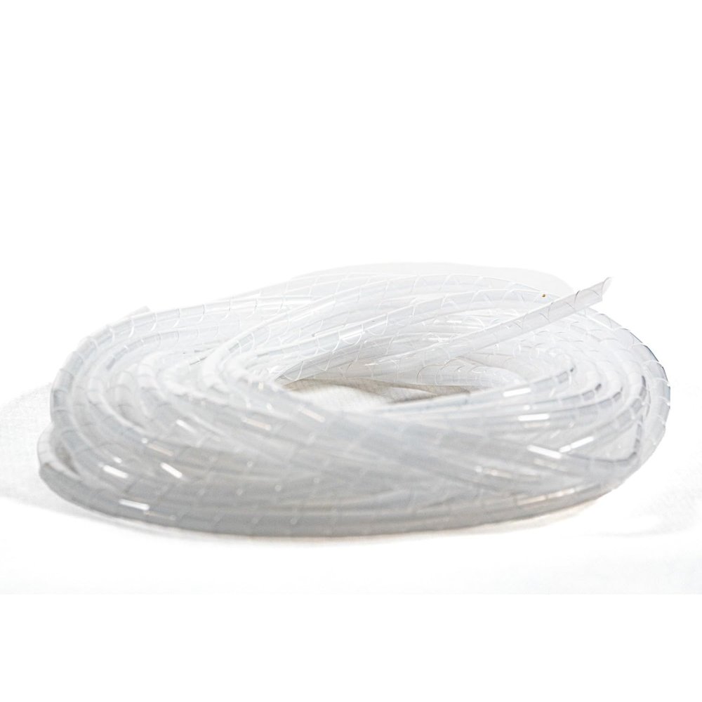10m x 6mm White Spiral Cable Tape Flexible and Cut to Size for Cable Organization