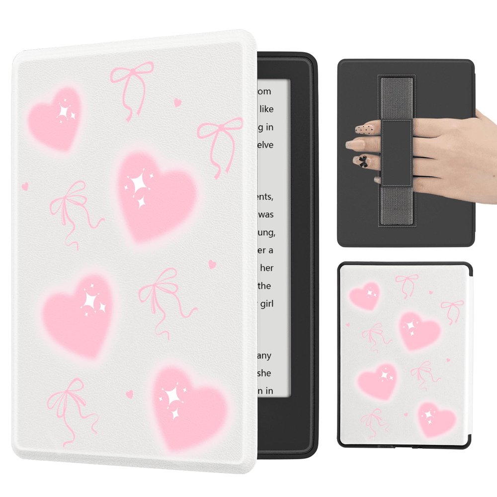 BlHMCASE Cute Heart Bow for 6" Kindle 11 Generation 2024/2022, Leather Cover Case with Auto Wake/Sleep for Kindle 2024/2022 11th Gen e-Reader