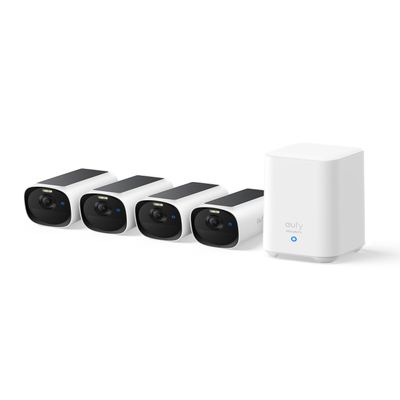 eufy Security eufyCam E40 4-Cam Kit (HomeBase 2), Outdoor Wireless Solar Security Camera, 2K Resolution with Integrated Solar Panel, MaxColor Night Vision, Local Storage, No Monthly Fee
