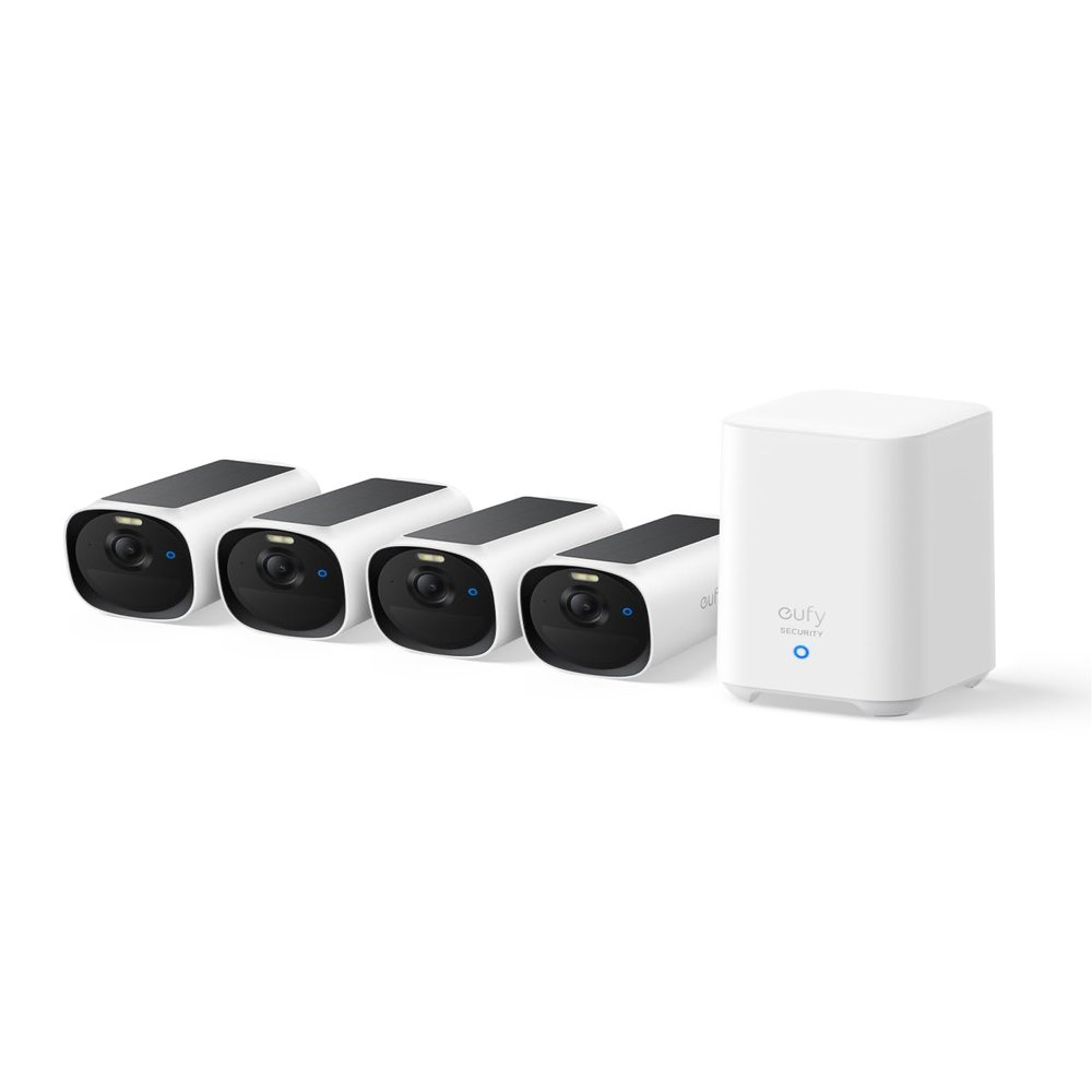 eufy Security eufyCam E40 4-Cam Kit (HomeBase 2), Outdoor Wireless Solar Security Camera, 2K Resolution with Integrated Solar Panel, MaxColor Night Vision, Local Storage, No Monthly Fee