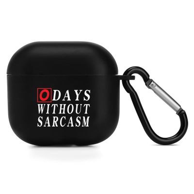 0 Days Without Sarcasm 2 Headphone Cases Cover for Compatible with Airpod 4 Case with Hanging Buckle Black