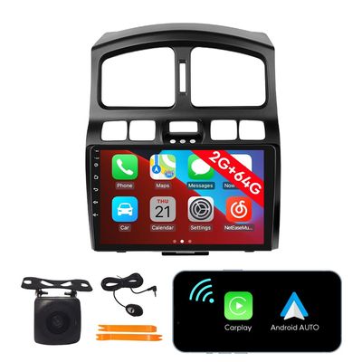 [2G 64G] Android Car Stereo FM Radio Carplay Android Auto 9" Touchscreen Headunit Media Player with Backup Camera for Hyundai Santa Fe 2005 2006 2007 2008 2009 2010 2011 2012 2013 2014 2015-2021
