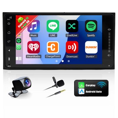 4+64G Car Stereo for Toyota 4Runner 2003-2009 Camry 2002-2006 Highlander 2001-2007 RAV4 2001-2005, 7" Touchscreen Android 13 Car Radio with CarPlay Android Auto GPS Navi SWC FM DSP WiFi Bluetooth Mic