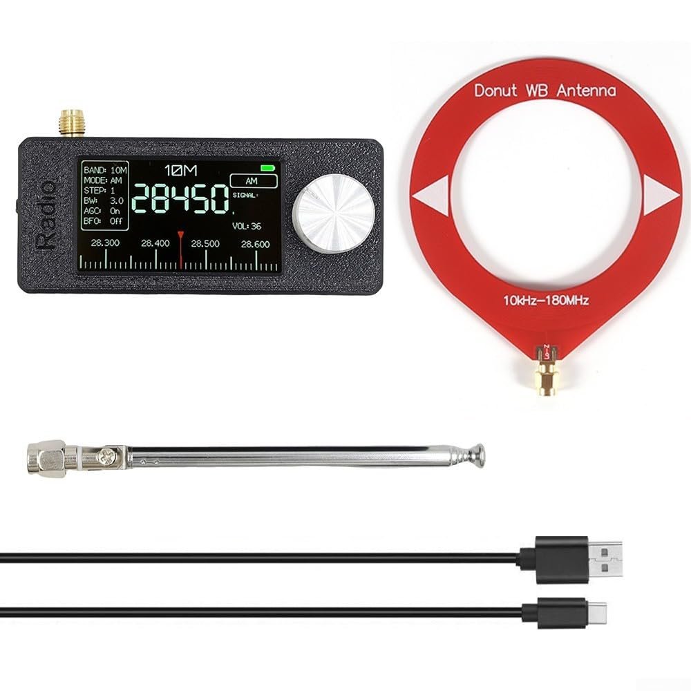 SI4732 Pocket Radio Receiver, 0.5-108MHz Mini Radio With 1.9" IPS Screen ESP32-S3 Control AM,FM,LSB,USB Mode Shortwave Radio Receiver(Red)